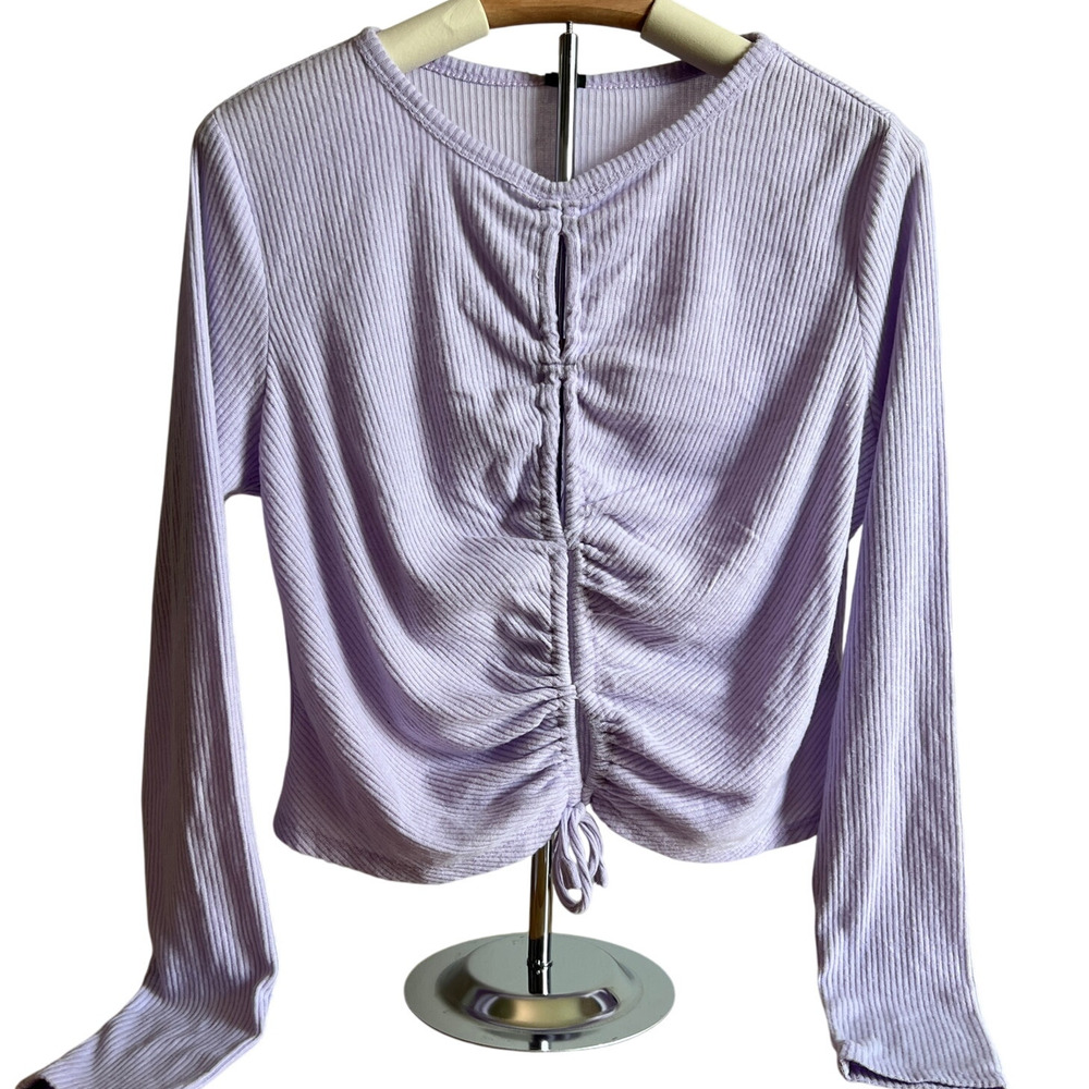 Wild Fable Women's Light Purple Lace-Up Cozy Knit Blouse - Size Large - NWT